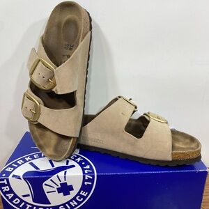 Birkenstock Arizona big buckle 7 Women's sandcastle Tan Sandals 38 narrow used